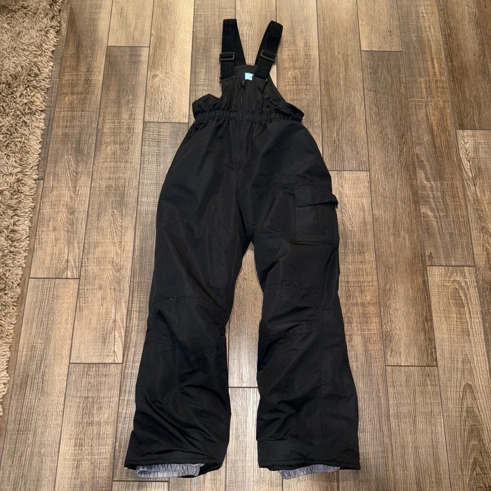 Iceburg Outerwear Youth XL 14/16 Black Snow Bibs Insulated Ski Pants Overalls